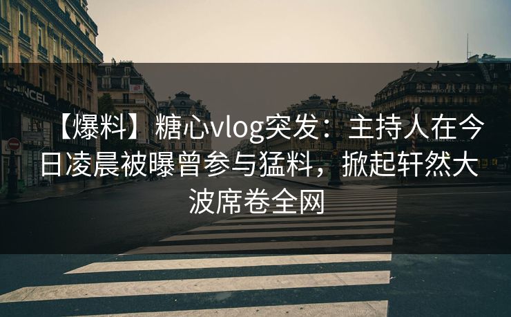 【爆料】糖心vlog突发：主持人在今日凌晨被曝曾参与猛料，掀起轩然大波席卷全网