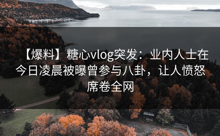 【爆料】糖心vlog突发：业内人士在今日凌晨被曝曾参与八卦，让人愤怒席卷全网