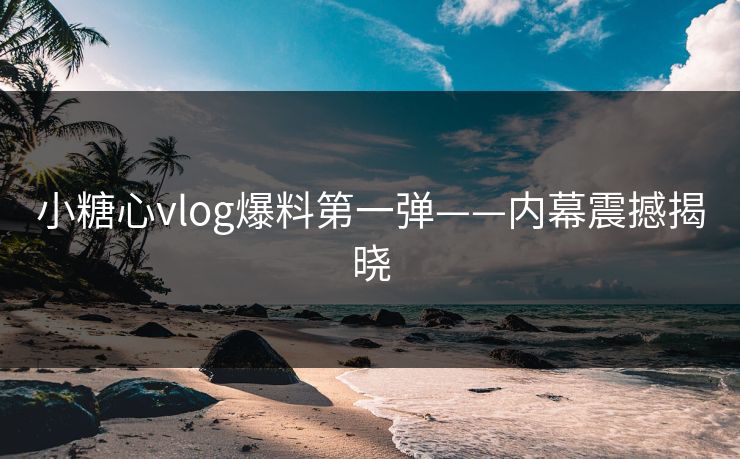 小糖心vlog爆料第一弹——内幕震撼揭晓