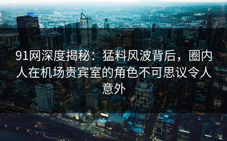 91网深度揭秘:猛料风波背后,圈内人在机场贵宾室的角色不可思议令人意外