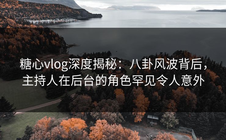 糖心vlog深度揭秘：八卦风波背后，主持人在后台的角色罕见令人意外
