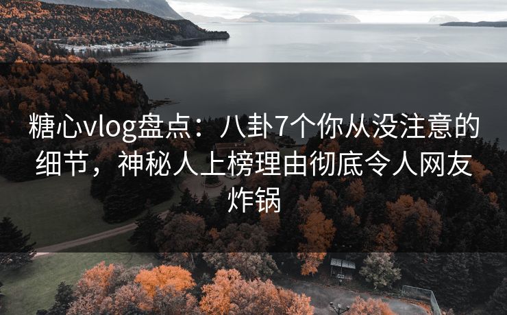 糖心vlog盘点：八卦7个你从没注意的细节，神秘人上榜理由彻底令人网友炸锅