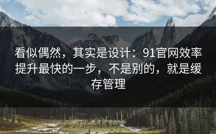 看似偶然，其实是设计：91官网效率提升最快的一步，不是别的，就是缓存管理